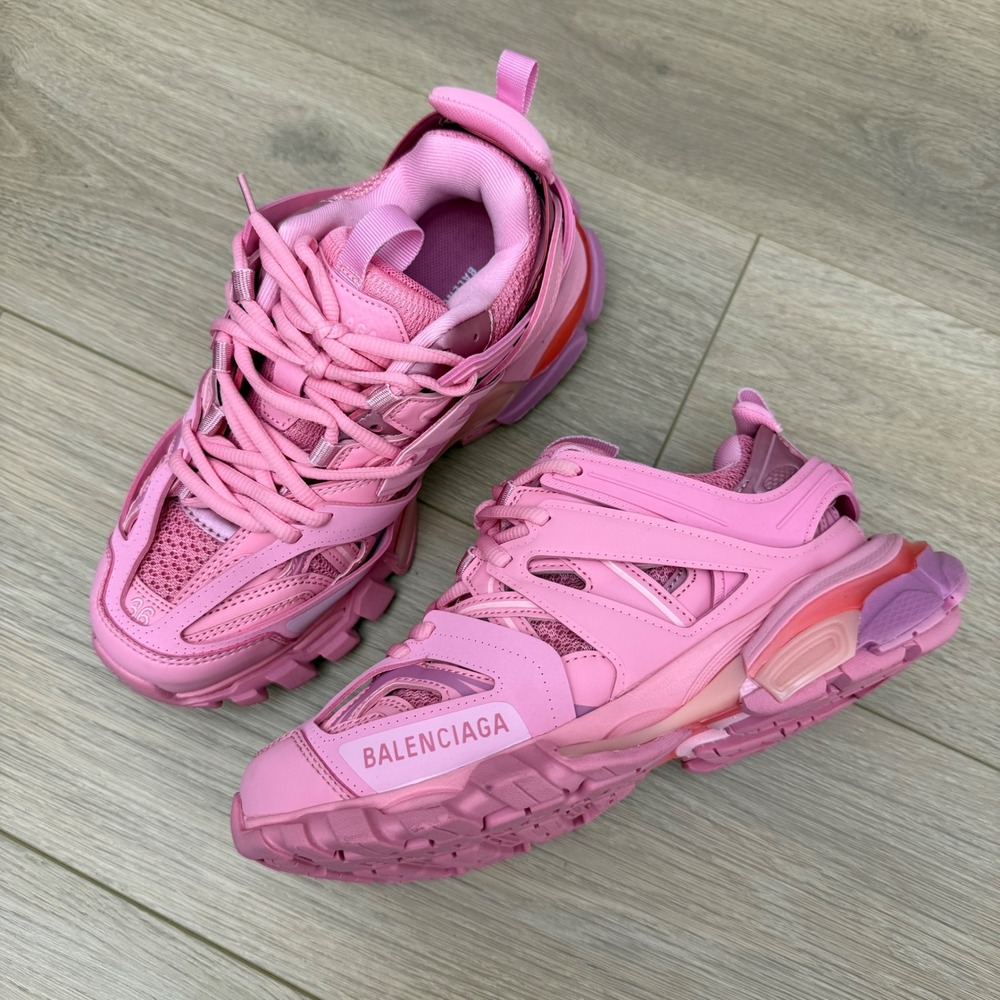 CC Balenciaga Track Sneakers Pink Mesh Nylon Chunky Low Top Shoes Size 36